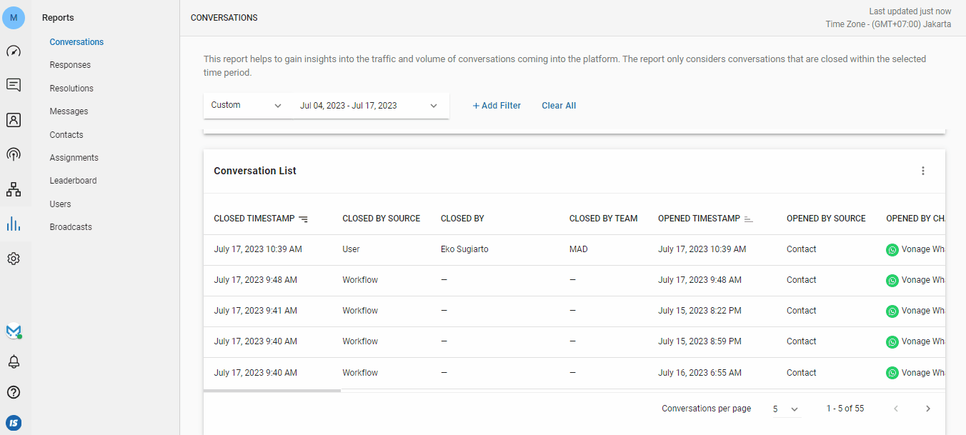 gif showing what is included in the conversation list
